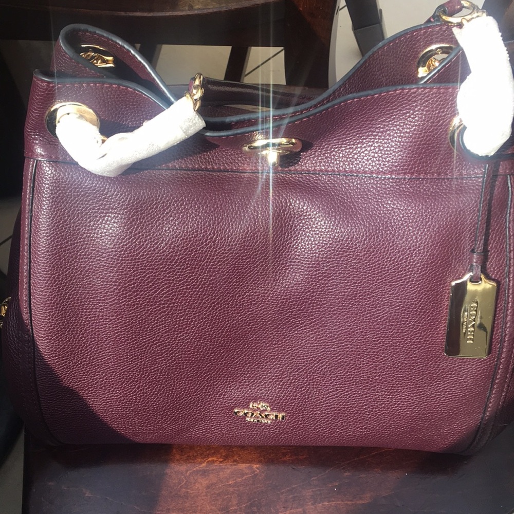 Authentic Coach Oxblood Pebble Turnlock Edie Purse